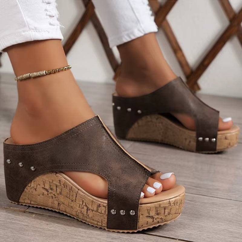 Women'S Sandals High Heels Sandals with Wedges Shoes Woman Platform Sandals Summer Peep Toe Heeled Slippers Sandalias De Mujer