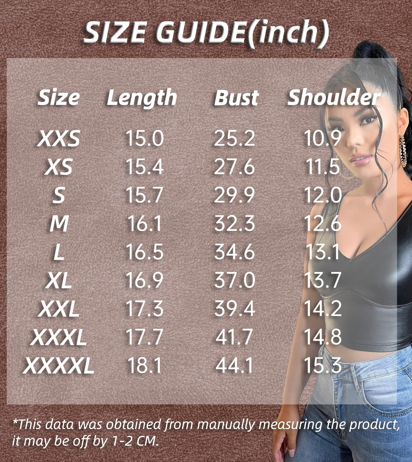 Women'S PU Leather V Neck Solid Sleeveless Camisole Crop Tank Top