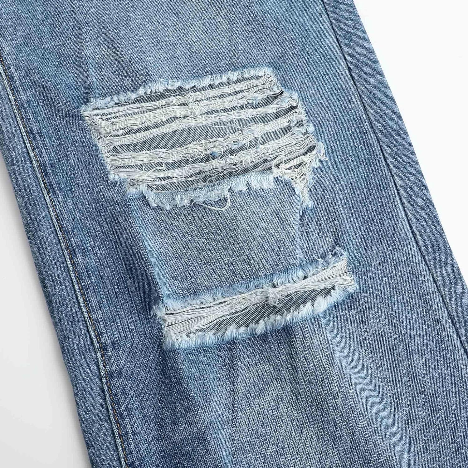 Womens High Waisted Wide Leg Jeans Stretchy Distressed Denim Pants