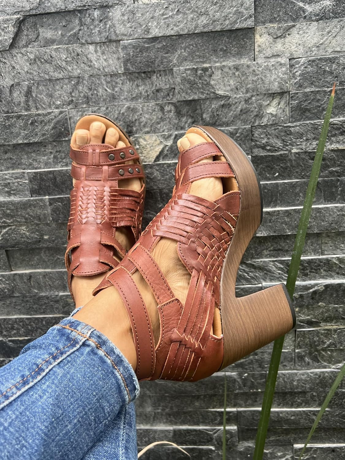 Women'S Flatform Wedge Casual Sandal Huarache Colorful Leather Mexican Style 353