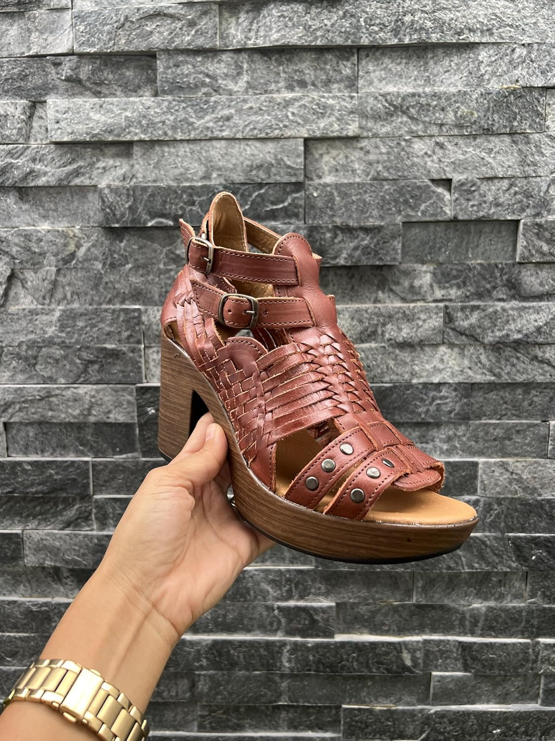 Women'S Flatform Wedge Casual Sandal Huarache Colorful Leather Mexican Style 353