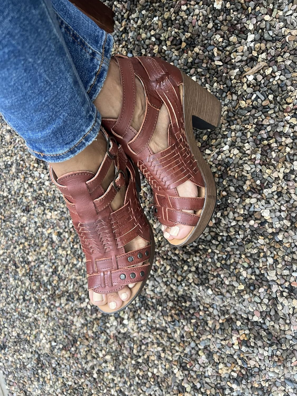 Women'S Flatform Wedge Casual Sandal Huarache Colorful Leather Mexican Style 353