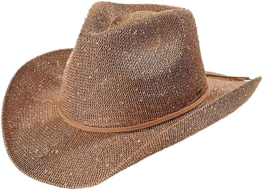 Sparkly Sequin Cowboy Hat with Suede String Trim
