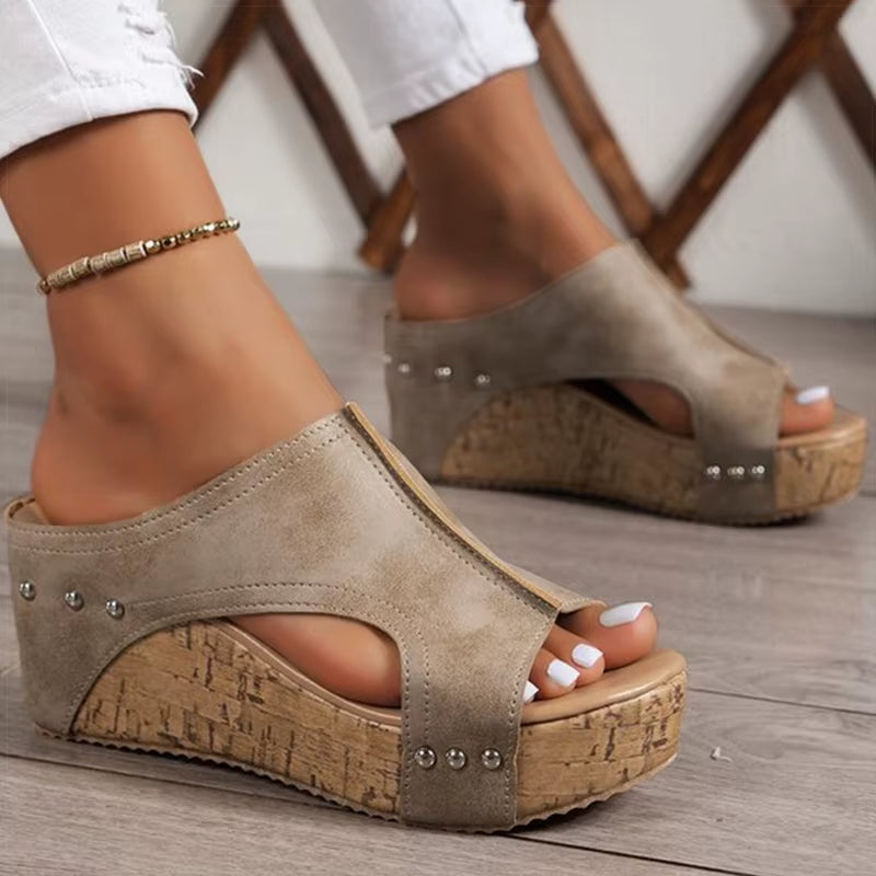Women'S Sandals High Heels Sandals with Wedges Shoes Woman Platform Sandals Summer Peep Toe Heeled Slippers Sandalias De Mujer