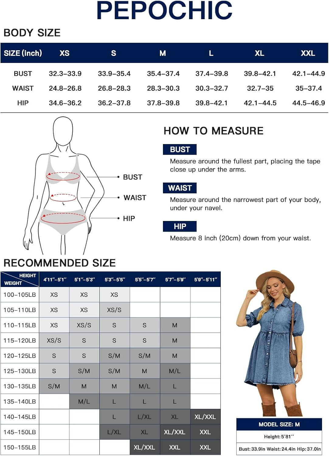 Womens Summer Denim Dress Button down Short Sleeve Babydoll Dress Puff Sleeve Flowy Jean Dress
