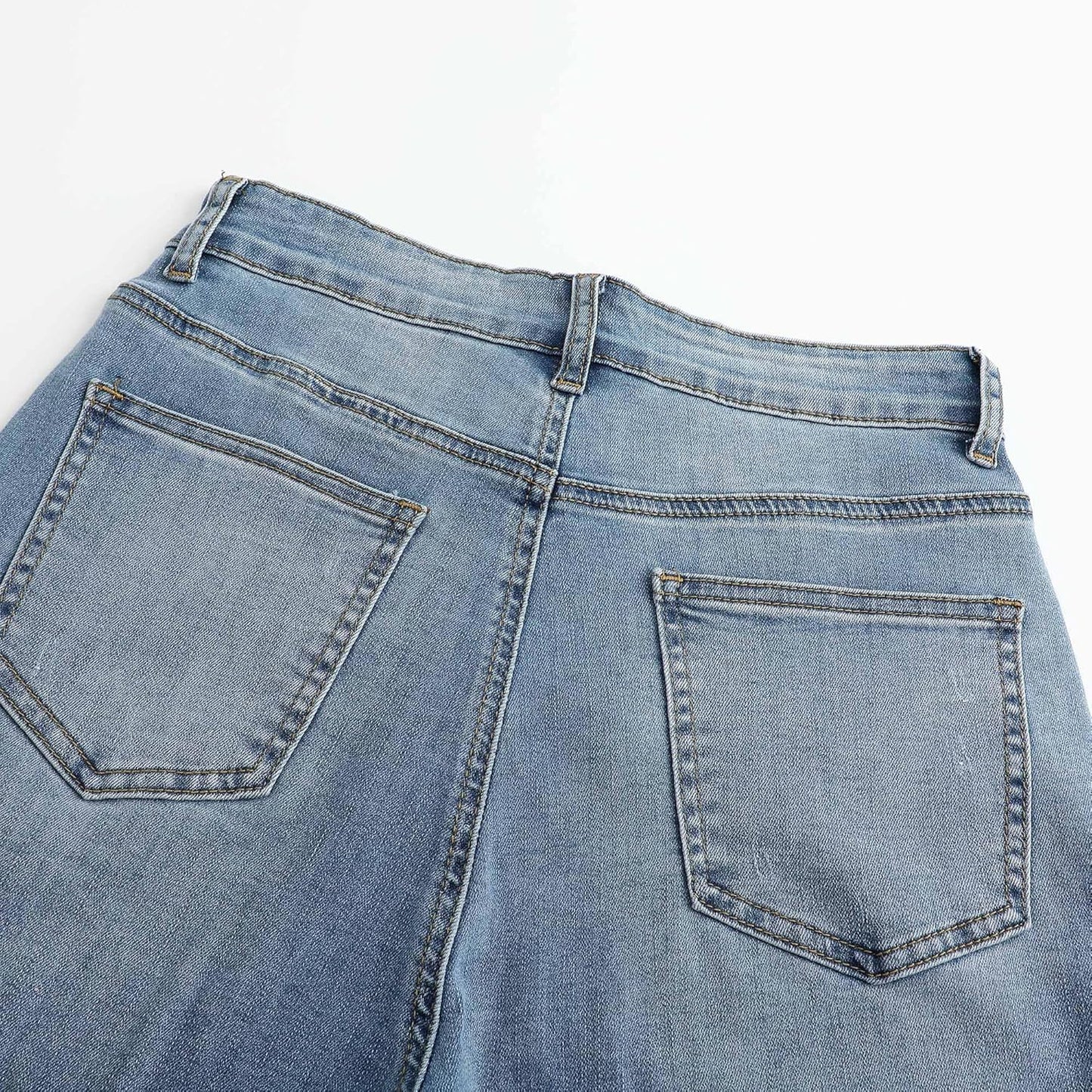Womens High Waisted Wide Leg Jeans Stretchy Distressed Denim Pants