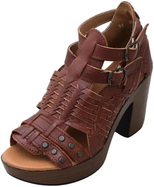 Women'S Flatform Wedge Casual Sandal Huarache Colorful Leather Mexican Style 353