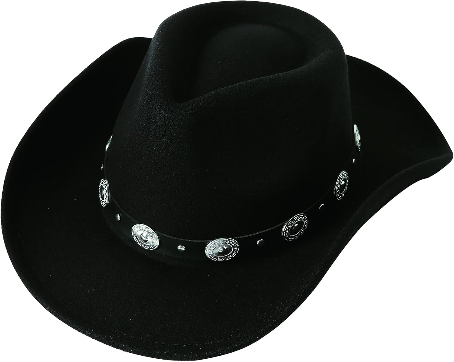 Women Men Felt Wide Brim Western Cowboy Hats Belt Buckle Panama Hat