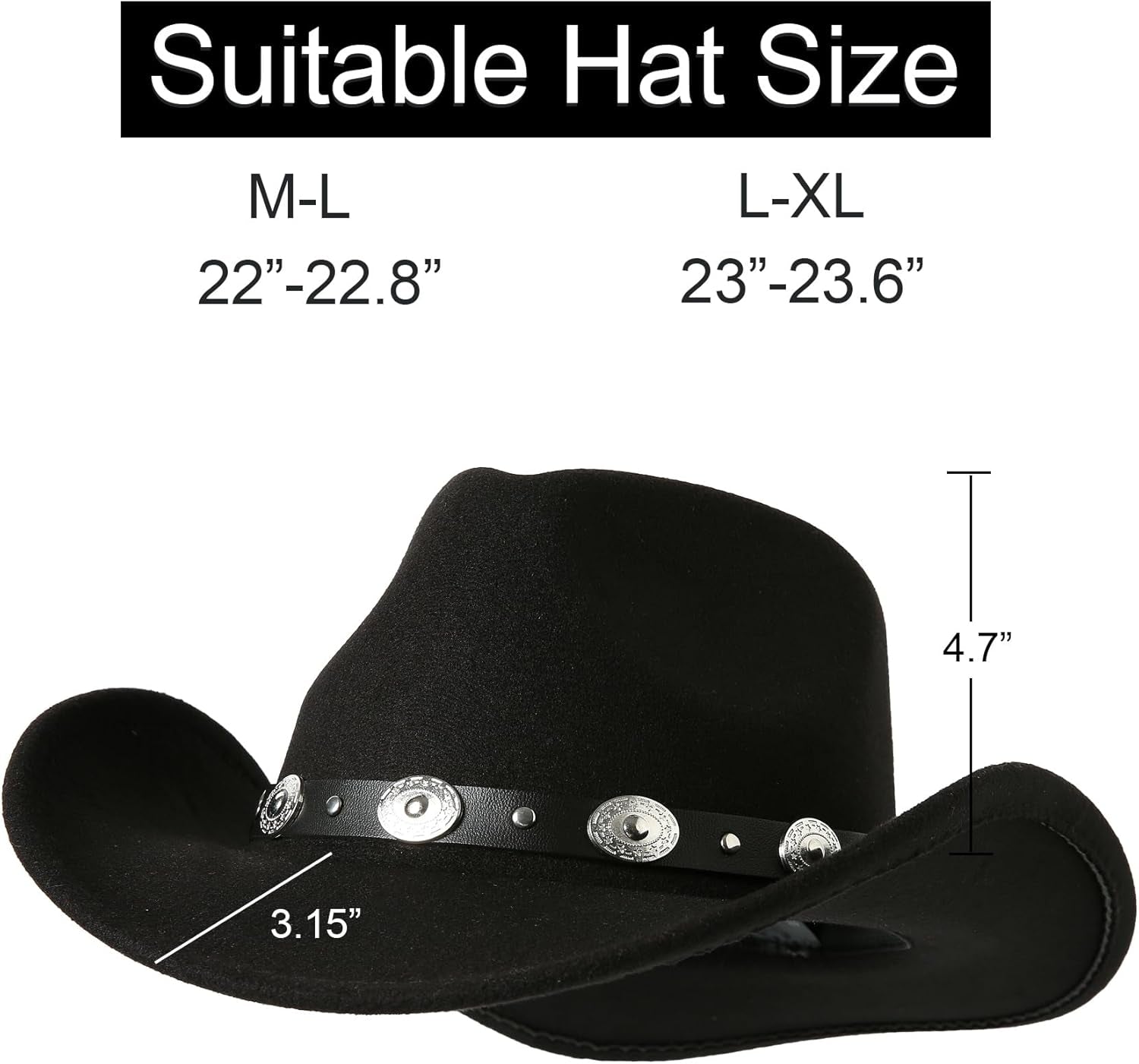 Women Men Felt Wide Brim Western Cowboy Hats Belt Buckle Panama Hat