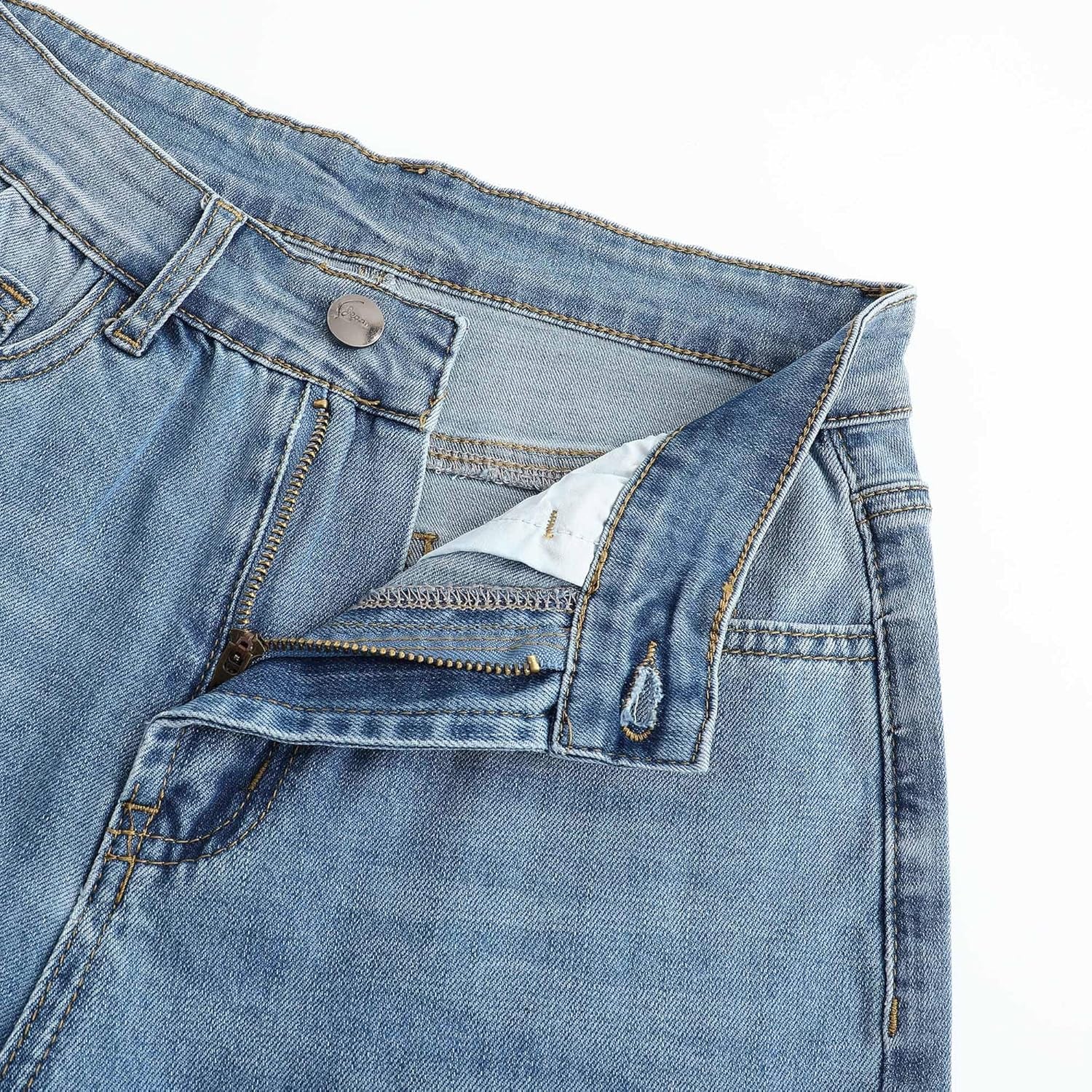 Womens High Waisted Wide Leg Jeans Stretchy Distressed Denim Pants