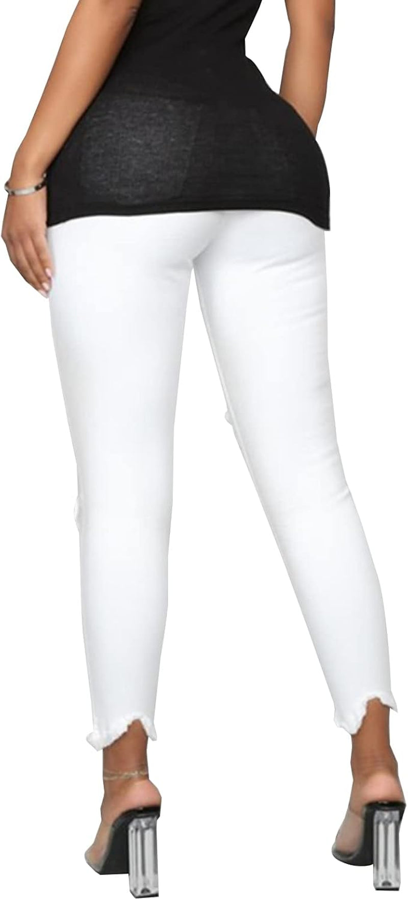 Women'S High Rise Ripped Skinny Jeans Stretch Slim Fit Distressed Destroyed Denim Ankle Pants