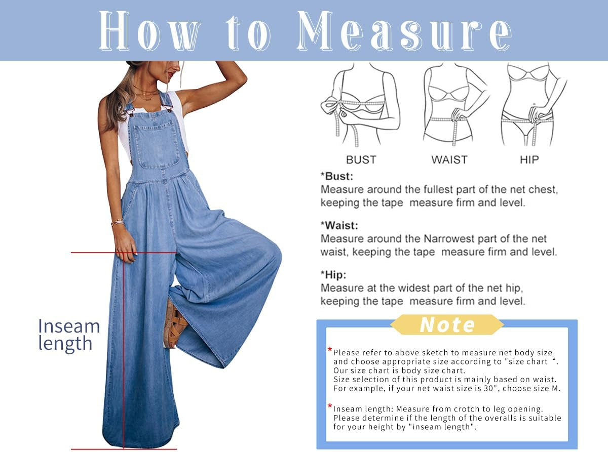 Women'S Loose Adjustable Strap Wide Leg Denim Bib Overall Jeans Pants