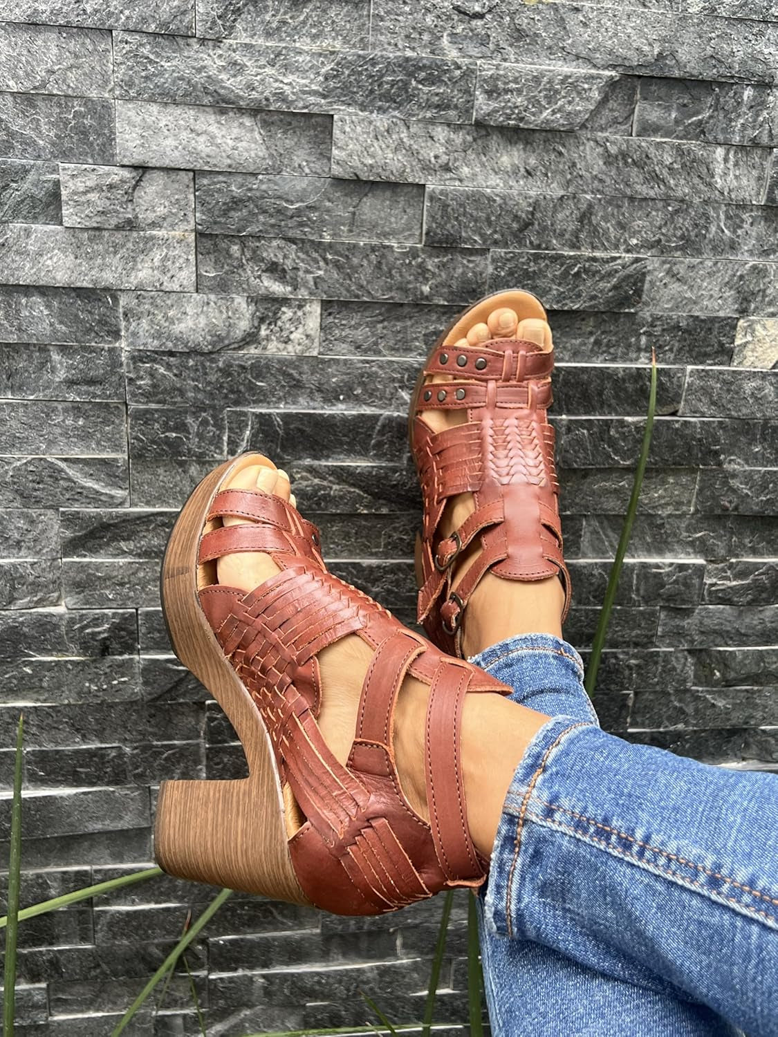 Women'S Flatform Wedge Casual Sandal Huarache Colorful Leather Mexican Style 353