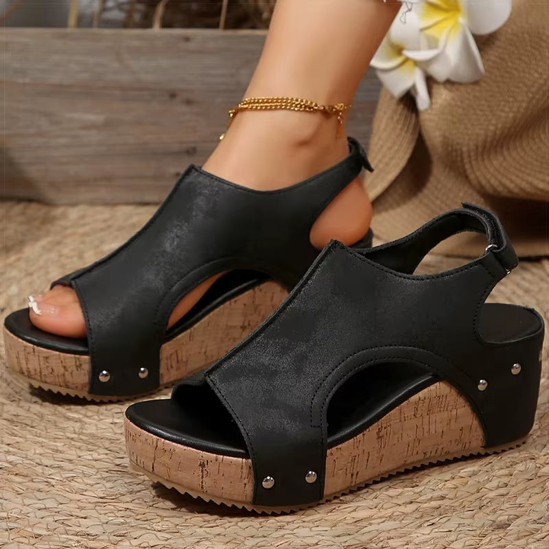 Women'S Sandals High Heels Sandals with Wedges Shoes Woman Platform Sandals Summer Peep Toe Heeled Slippers Sandalias De Mujer