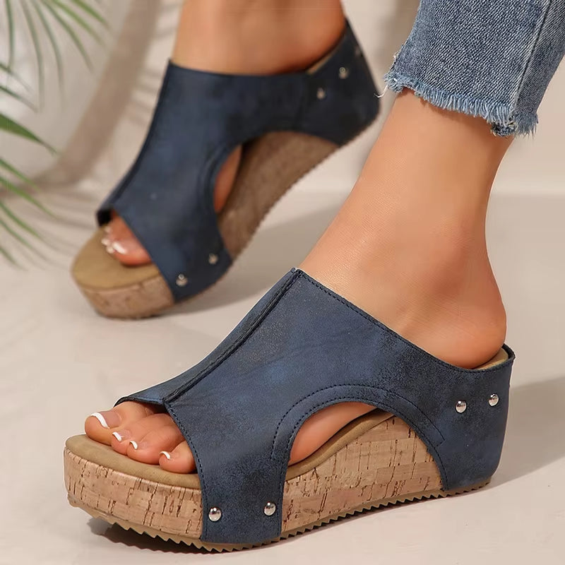 Women'S Sandals High Heels Sandals with Wedges Shoes Woman Platform Sandals Summer Peep Toe Heeled Slippers Sandalias De Mujer